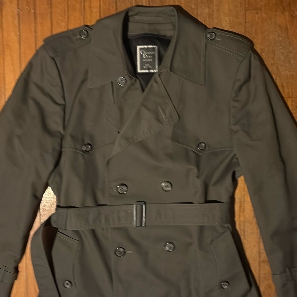 Vintage Christian Dior dark gray trench coat, size 40R